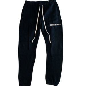 Essentials Black Sweatpants with White Drawstrings